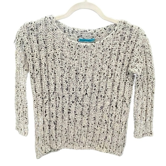 Alice + Olivia Black and White Crew Neck Sweater Cable Knit - Picture 1 of 5